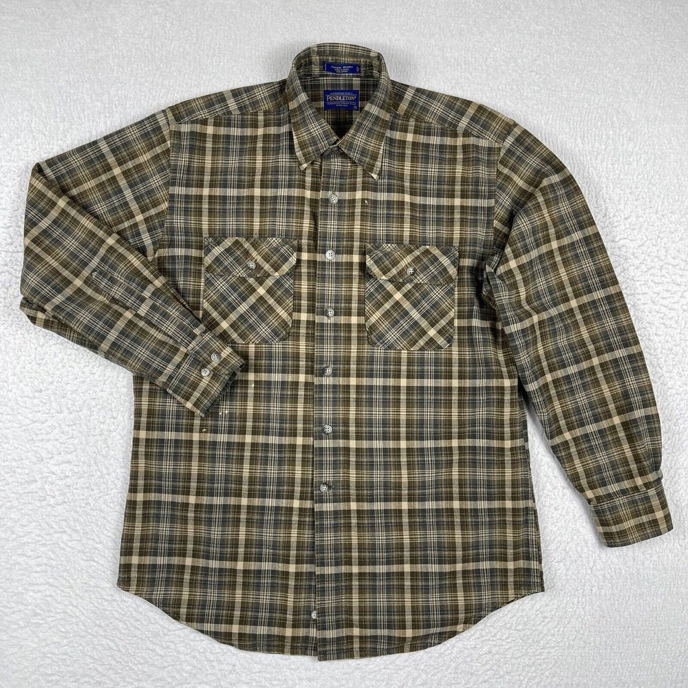 Pendleton Shirt Mens Medium Brown Plaid Hiker Outdoors Workwear Casual Camping